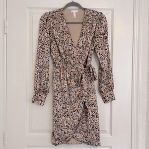 Leith Floral Long Sleeve Wrap Dress Size XS